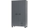Garderobenschrank Woood "Dennis", Grau (Stahlgrau), B:111Cm H:202Cm T:55Cm, Holzwerkstoff, SchräNke, Garderobenschrank, Mit Kleiderstange, Viel Stauraum, B 111 Cm X H 202 Cm