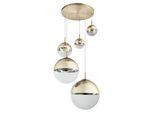 LED Hängeleuchte, Glaskugeln Gold, klar Höhe 150 cm