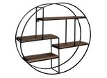 Wandregal Mango Massivholz Metall Industrial Stil 70X70X18 Cm Rund