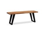 Sitzbank – Akazie Massivholz/Metall, 120X40X45,5 Cm, Mit Baumkante, U-Beine