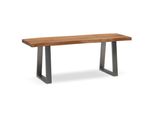 Garderobenbank Massivholz Metall Baumkante, Akazie-Silber 120X40X46 Cm