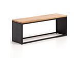 Sitzbank – Akazie Massivholz/Steinoptik, 120X45X35 Cm, Metallgestell