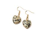 Paar Ohrhaken "Schmuck Geschenk Edelstahl Ohrschmuck Ohrringe Herz Edelsteine", Gelbgoldfarben, Braun, Schwarz, Braun, Schwarz, Aniston Jewelry & Watches, Ohrringe, Damen, Edelstahl, Made In Germany - Mit Dalmatiner Jaspis