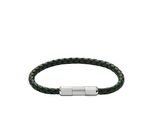 Armband Fossil "Schmuck Geschenk Edelstahl Leder Knox", Schwarz (Edelstahlfarben, Schwarz, GrüN), ArmbäNder, Damen, 21,5Cm, Edelstahl Leder, Edelstahl, Leder, Armband