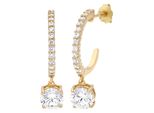 Paar Creolen Firetti "Schmuck Geschenk Silber 925 Ohrschmuck Ohrringe StäBchen Form", Gelbgoldfarben, Kristallweiß, Kristallweiß, Ohrringe, Damen, Silber 925 (Sterlingsilber), Mit Zirkonia (Synth.)