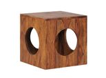 Beistelltisch – Massivholz Braun 35X35X35 Cm Quadratisch Mit Stauraum