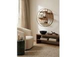 Wandregal Massivholz Metall Industrial Stil 62X62X17 Cm Rund Wiener Geflecht