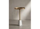 Beistelltisch – Rund Marmor Weiß Gold Metall 34X34X58 Cm