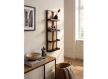 Wandregal Mango Massivholz Metall Industrial Stil 30X80X10 Cm Rechteckig Mit 4 Ablagen Und Wellenmuster