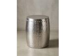 Beistelltisch – Rund Aluminium Silber Hammerschlag 42X49X42 Cm Orientalisch Klein