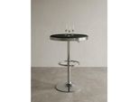 Bartisch – Ø 60 Cm, Schwarz/Silber, Kunstleder, Aluminium, Retro-Stil