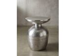 Beistelltisch – Rund Aluminium Silber Hammerschlag 36,5X46X36,5 Cm Orientalisch