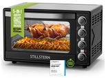 Stillstern Minibackofen mit Umluft 60L (DE Version) Pizza Ø40, CYCLONE PRO+ Antihaftbeschichtung, Auftauen, 2h Timer, Camping Mini Backofen Umluft Pizzaofen Mini Ofen klein Hähnchengrill mit Drehspieß