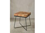 Beistelltisch – Akazie Massivholz Braun, Metallgestell, 45X45X51 Cm, Quadratisch