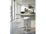 Barhocker Edelstahl HöHenverstellbar Drehbar Standfuß Gepolstert, Weiß 38X38X82 Cm