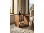 Beistelltisch Massivholz Cube Regal Landhausstil Mumbai, Akazie 33X43X43 Cm