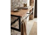 Wandgarderobe Akazie Massivholz Metall Modern 80X22X33 Cm Mit Ablage Und Kleiderstange
