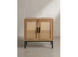 Waschbeckenunterschrank Eiche-Optik 60X60X40 Cm Mit TüRen Und Rattangeflecht