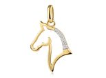 KettenanhäNger Firetti "Schmuck Geschenk Gold 333 Halsschmuck AnhäNger Pferd", Gold (Gelbgoldfarben, WeißGoldfarben, Kristallweiß, Kristallweiß), SchmuckanhäNger, Damen, Gelbgold 333, 0,68 G, KettenanhäNger, Mit Zirkonia (Synth.)