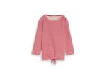 Tom Tailor Damen Langarmshirt Mit Knopf-Details, Rot, Gestreift, Gr. L