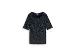 Tom Tailor Damen T-Shirt Mit Punktemuster, Blau, Gepunktet, Gr. S