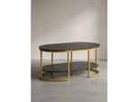 Couchtisch Mit Marmor Optik, Rechteckig, Ablage, Goldenes Metallgestell, Schwarz 100X60X45 Cm