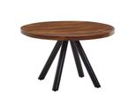 Couchtisch Rund Aus Massivholz Mit Metallgestell, 60X60X35 Cm