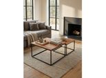 Couchtisch Set – 2-Teilig Eckig Akazie Massivholz Metallgestell