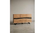 Sideboard – Akazie Massivholz, 148X85X43 Cm, Mit Baumkante, 3 TüRen, Landhausstil