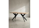 Esstisch Massivholz Metall Rechteckig Loft-Stil, Akazie 160X80X76 Cm