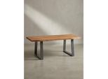 Couchtisch Aus Akazie Massivholz Mit Metall-Trapezbeinen Und Baumkante Im Design-Stil, Akazie-Silber 120X60X46 Cm