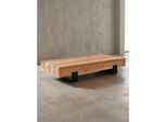 Couchtisch Braun-Schwarz Akazie Massivholz Metall 130X59X25Cm Modern Rechteckig
