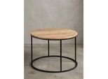 Couchtisch Akazie Massivholz Metall 60X43X60 Cm, Rundes Design, Kompakt