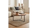 Couchtisch Rund Klein Aus Akazie Massivholz Mit Metall Design, 60X60X38 Cm
