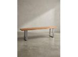 Esszimmerbank Massivholz Metall Baumkante Chromgestell, Akazie 160X40X46 Cm