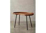 Couchtisch In Nierenform Aus Massivholz Mit Metallbeinen, Dunkelbraun 40X71X51 Cm
