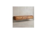 Lowboard Massivholz Modern Stil 160X25X35 Cm HäNgend Braun Mit Stauraum