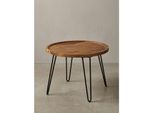 Couchtisch Rund Sheesham Massivholz Haarnadelbeine 60X45X60 Cm