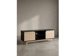 Tv-Lowboard Mit Eiche-Dekor, 2 TüRen, Modern, Schwarz-Beige 150X40X55 Cm