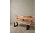 Esszimmerbank Massivholz Baumkante Mit Lehne, Akazie 160X60X84 Cm