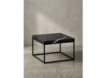 Couchtisch In Stein-Optik Mit Metallbeinen Im Modernen Design, Schwarz 60X60X38 Cm