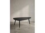 Couchtisch Mit Marmor Optik, Dreibein, Metall-Gestell, Dreieckig, Schwarz 90X60X41 Cm