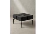 Couchtisch Massivholz Quadratisch Metallgestell WüRfel-Form Modern, Schwarz 60X60X40 Cm