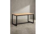 Esstisch Massivholz Metall Rechteckig Loft-Stil, Akazie 140X80X76 Cm
