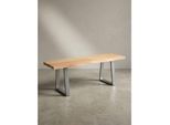 Garderobenbank Massivholz Metall Baumkante, Akazie-Silber 120X40X46 Cm