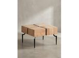 Couchtisch Massivholz Quadratisch Metallgestell WüRfel-Form Modern, Akazie 60X60X40 Cm