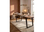Esstisch Massivholz Metall U-Gestell Baumkante Rechteckig, Akazie 180X90X76 Cm