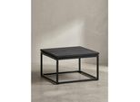 Couchtisch Aus Mango Massivholz Und Metall, Quadratisch, NatüRliche Holzmaserung, Moderner Stil, Schwarz 60X60X35 Cm