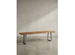 Esszimmerbank Massivholz Metall Baumkante Chromgestell, Akazie 140X40X46 Cm