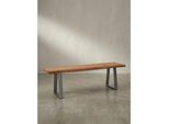 Esszimmerbank Massivholz Metall Baumkante Chromgestell, Akazie 120X40X46 Cm